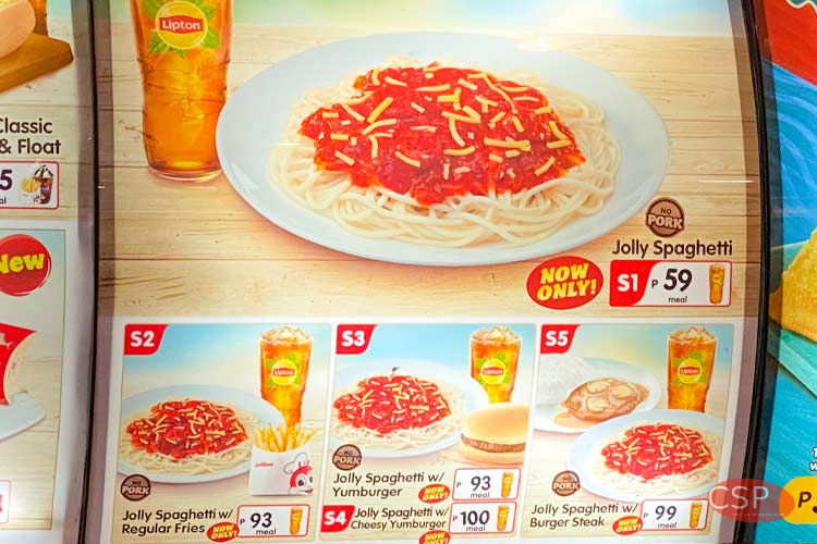 ジョリビーのメニュー、スパゲッティ(Jolly Spaghetti)一覧