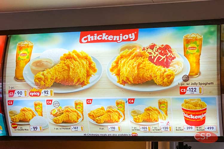 ジョリビーのメニュー、フライドチキン(Chikenjoy)一覧